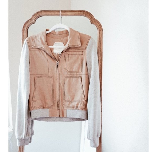 Anthropologie Jackets & Blazers - ANTHRO HEI HEI Khaki Sweatshirt Zip Up Bomber S